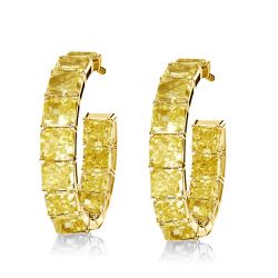 Golden Princess Created Yellow Topaz Hoop Earrings