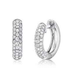 Pave Setting Round Cut Hoop Earrings