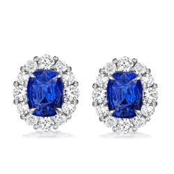 Halo Cushion Created Sapphire Stud Earrings