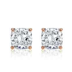 Rose Gold Classic Cushion Cut Stud Earrings