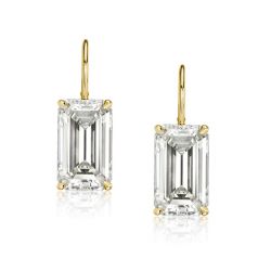 Golden Emerald Cut Drop Earrings