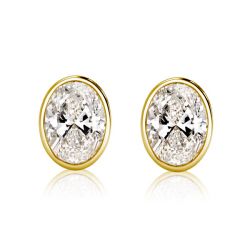 Golden Bezel Oval Cut Stud Earrings