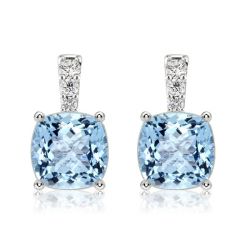 Italo Aquamarine Earrings For Women Cushion Cut Drop Earrings 