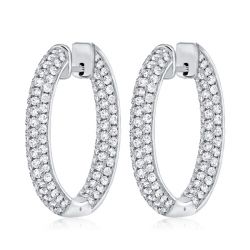 Pave Setting Sterling Silver Hoop Earrings For Women