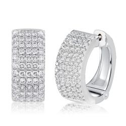 Pave Setting Sterling SIlver Hoop Earrings For Women