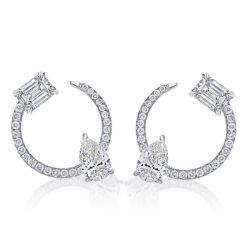 Open Design Pear & Emerald Cut Hoop Earrings