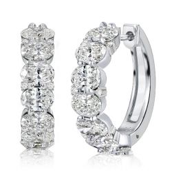 Classic Oval Cut White Sapphire Hoop Earrings For Women