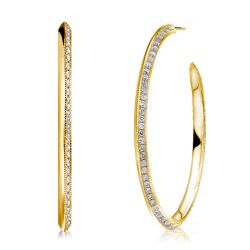 Italo Golden One Side Round Cut Hoop Earrings For Women