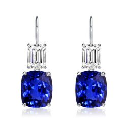 Italo Emerald & Cushion Cut Blue Sapphire Drop Earrings