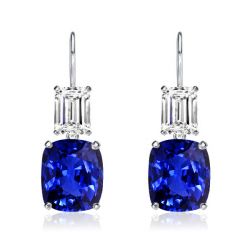 Italo Emerald & Cushion Cut Blue Sapphire Drop Earrings