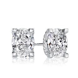 Italo Oval Cut White Sapphire Stud Earrings For Women