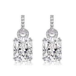 Italo Cushion Cut White Sapphire Drop Earrings For Women