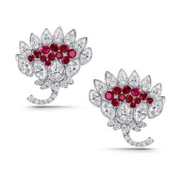 Pear & Round Cut Lotus Earrings Ruby Earrings For Women