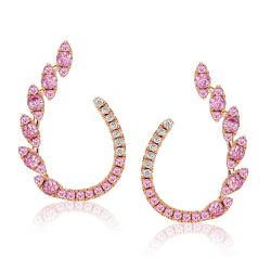 Italo Rose Gold Round Cut Pink Sapphire Hoop Earrings