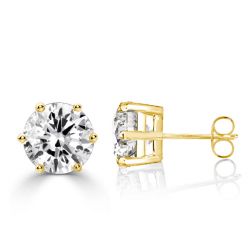 Six Prong Round Cut Stud Earrings For Women