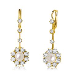 Halo Pearl Drop Earrings For Women