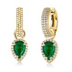Halo Pear Cut Emerald Green Drop Earrings For Women