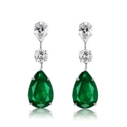 Italo Pear Cut Emerald Green Drop Earrings For Women