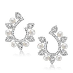 Unique Sterling Silver Pearl Hoop Earrings For Women
