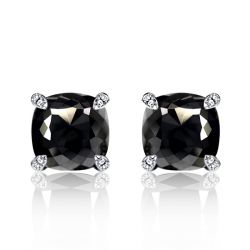 Cushion Cut Black Stud Earrings For Women