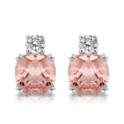Cushion Cut Champagne Stud Earrings For Women