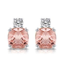 Cushion Cut Champagne Stud Earrings For Women