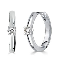 Classic Single Round White Sapphire Huggie Earrings For Women