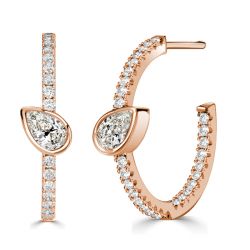 Solitaire Rose Gold Pear Cut White Hoop Earrings For Women