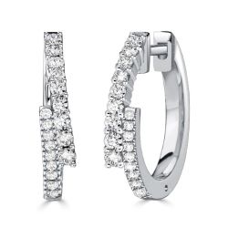 Round White Crossover Hoop Earrings For Women Silver Earrings