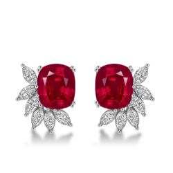 Italo Ruby Cushion & Marquise Cut Stud Earrings Silver Earrings