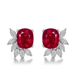 Italo Ruby Cushion & Marquise Cut Stud Earrings Silver Earrings
