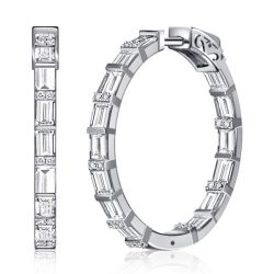 Italo White Baguette Gaspard Earrings Hoop Earrings For Women