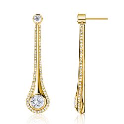 Italo White Sapphire Comet Drop Earrings In Sterling Silver