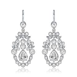 Italo White Sapphire Drop Earrings Vintage Earrings In Silver