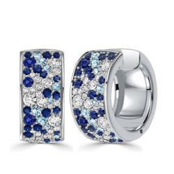 Italo Blue Sapphire Huggie Hoop Earrings Multi Row Earrings