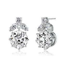 Round Cut Drop Earrings Vintage Earrings In Sterling Silver