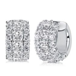 Italo Cushion Cut Triple Row Hoop Earrings In Sterling Silver