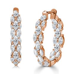 Italo Rose Gold Marquise Cut Hoop Earrings For Women