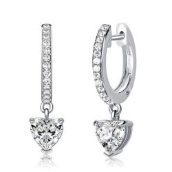 Italo White Heart Hoop Earrings Drop Earrings For Women