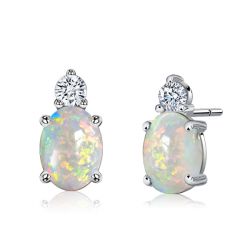 Italo Oval Cut Opal Earrings In Sterling Silver Opal Jewelry