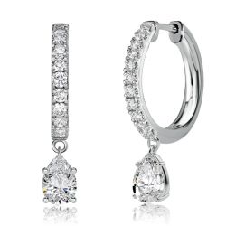 Italo Pear Cut White Hoop Earrings Drop Earrings For Women