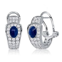 Italo Oval Cut Blue Buckle Earrings Hoop Earrings In 925 Silver