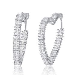 Italo Heart Hoop Earrings In Sterling Silver