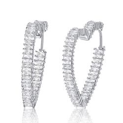 Italo Created White Sapphire Earrings Heart Shaped Silver Hoop Earrings For Women