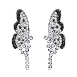 Italo Black White Dancing Butterfly Earrings Chandelier Earrings