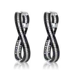 Italo Pave Set Black Sapphire Twist Hoops Twisted Hoop Earrings