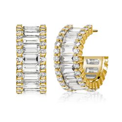 Italo Triple Row Baguette Hoops Hoop Earrings For Women