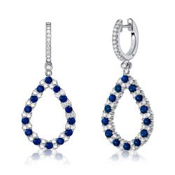 Italo Blue Sapphire Teardrop Earrings In 925 Silver