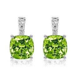 Italo Peridot Earrings For Women Cushion Cut Drop Earrings