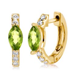 Italo Marquise Cut Peridot Silver Hoop Earrings For Women